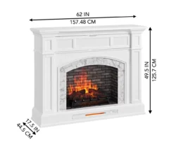 62" White Marble Grand Electric Fireplace Console -Home Furnishing Store 810617766 A6