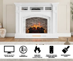 62" White Marble Grand Electric Fireplace Console -Home Furnishing Store 810617766 M7