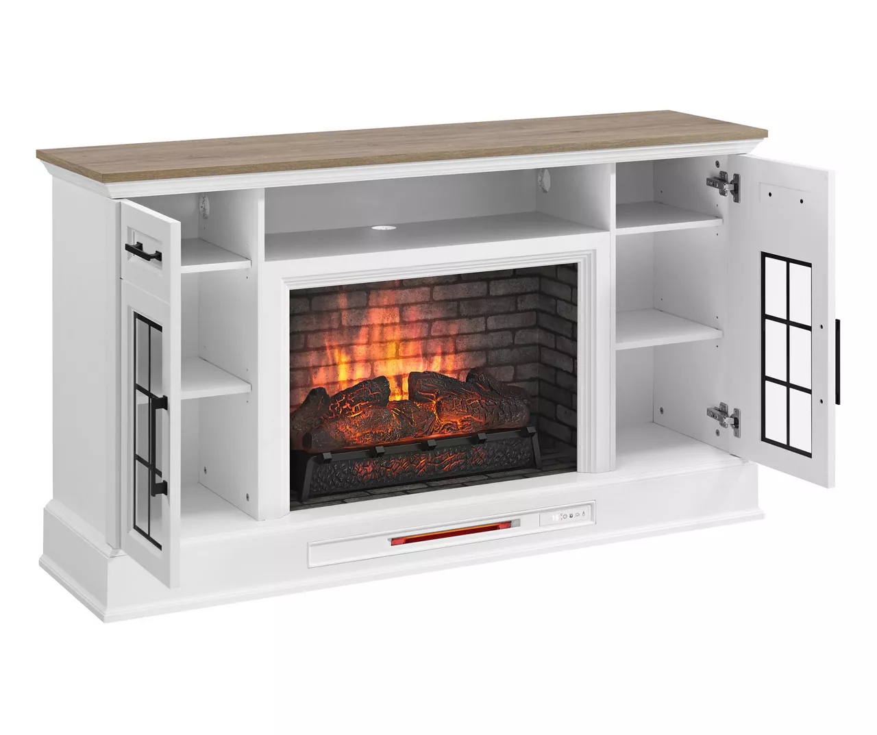 60" White 2-Door Electric Fireplace Console 8 60" White 2-Door Electric Fireplace Console - Image 8