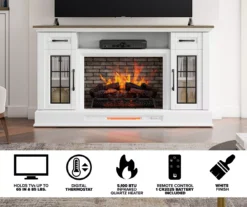 60" White 2-Door Electric Fireplace Console 16 60" White 2-Door Electric Fireplace Console -Home Furnishing Store 810618088 M7