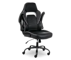White & Black Faux Leather Gaming Chair -Home Furnishing Store 810618952 A0 9