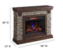 50" Madison Pine & Faux Stone Electric Fireplace -Home Furnishing Store 810620258 A6