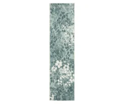 Radiance Gray & White Floral Runner Rug, (2' X 8')