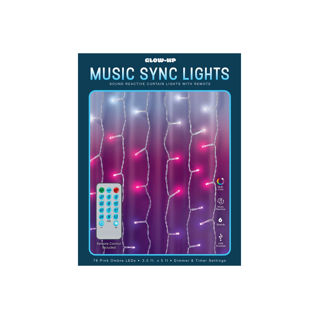 Glow-Up Music Sync LED Curtain Light Set, (3.5' X 5') 5 Glow-Up Music Sync LED Curtain Light Set, (3.5' X 5') - Image 5
