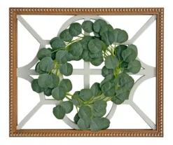 Greenery Wreath & Quatrefoil Beaded Frame Wall Decor