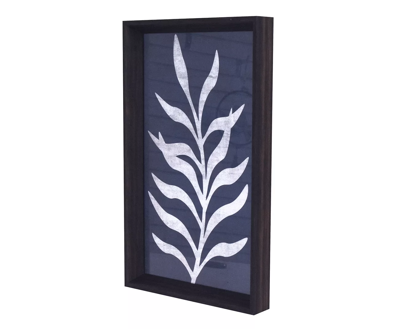 Dark Blue & White Leaf Curving Right Framed Art, (9" X 16") 2 Dark Blue & White Leaf Curving Right Framed Art, (9" X 16") - Image 2