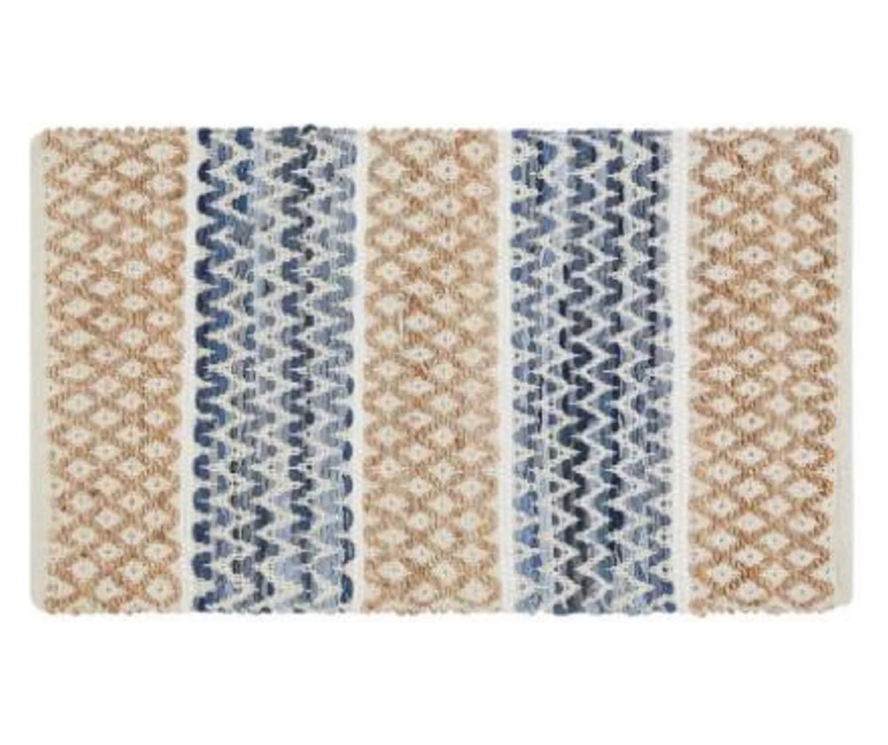 Dakota Tan Diamond & Denim Zigzag Accent Rug, (24" X 36") 1 Dakota Tan Diamond & Denim Zigzag Accent Rug, (24" X 36")