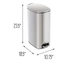 Stainless Steel 10.5-Gal. Pedal Soft-Close Slim Trash Can -Home Furnishing Store 810669702 A0 8