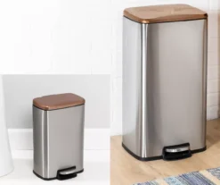 Silver & Rose Gold Stainless Steel 2-Piece Pedal Soft-Close Trash Can Set 15 Silver & Rose Gold Stainless Steel 2-Piece Pedal Soft-Close Trash Can Set -Home Furnishing Store 810669709 A0 7