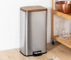 Silver & Rose Gold Stainless Steel 2-Piece Pedal Soft-Close Trash Can Set 16 Silver & Rose Gold Stainless Steel 2-Piece Pedal Soft-Close Trash Can Set -Home Furnishing Store 810669709 A0 8