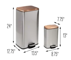 Silver & Rose Gold Stainless Steel 2-Piece Pedal Soft-Close Trash Can Set 17 Silver & Rose Gold Stainless Steel 2-Piece Pedal Soft-Close Trash Can Set -Home Furnishing Store 810669709 A0 9