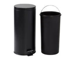 Matte Black Stainless Steel 8-Gal. Round Pedal Trash Can -Home Furnishing Store 810669725 A0 5