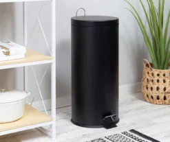 Matte Black Stainless Steel 8-Gal. Round Pedal Trash Can -Home Furnishing Store 810669725 A0 6