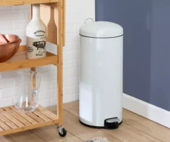 White Stainless Steel 8-Gal. Round Pedal Soft-Close Trash Can -Home Furnishing Store 810669726 A0 7