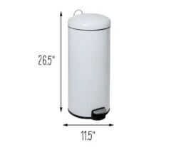 White Stainless Steel 8-Gal. Round Pedal Soft-Close Trash Can -Home Furnishing Store 810669726 A0 8