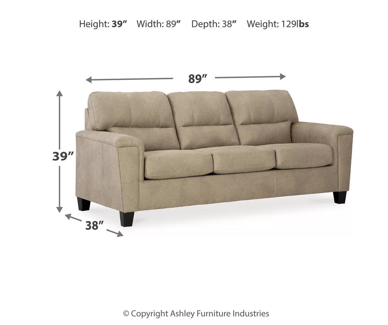 Tishen Pebble Sand Faux Leather Sofa 7 Tishen Pebble Sand Faux Leather Sofa - Image 7