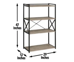 Corday Gray Wood 4-Shelf Open Bookcase 9 Corday Gray Wood 4-Shelf Open Bookcase -Home Furnishing Store 810680821 A7