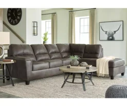 Signature Design By Ashley Navi Smoke Faux Leather Sectional With Right-Facing Chaise -Home Furnishing Store combo760011 3