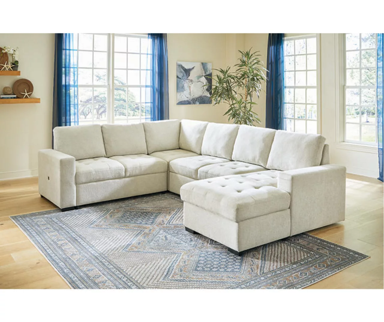 Signature Design By Ashley Millcoe Linen 3-Piece Sectional With Pop-Up Bed 1 Signature Design By Ashley Millcoe Linen 3-Piece Sectional With Pop-Up Bed